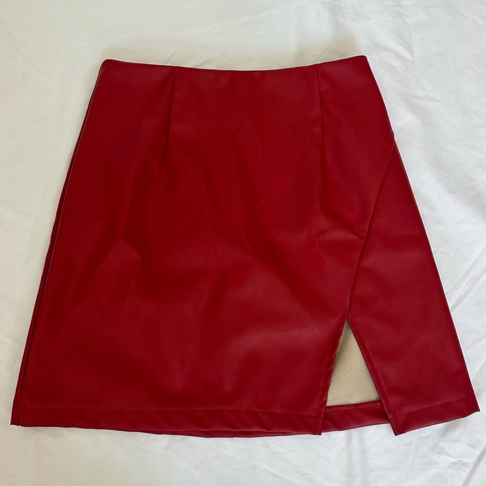 Princess Polly Red Leather Mini Skirt